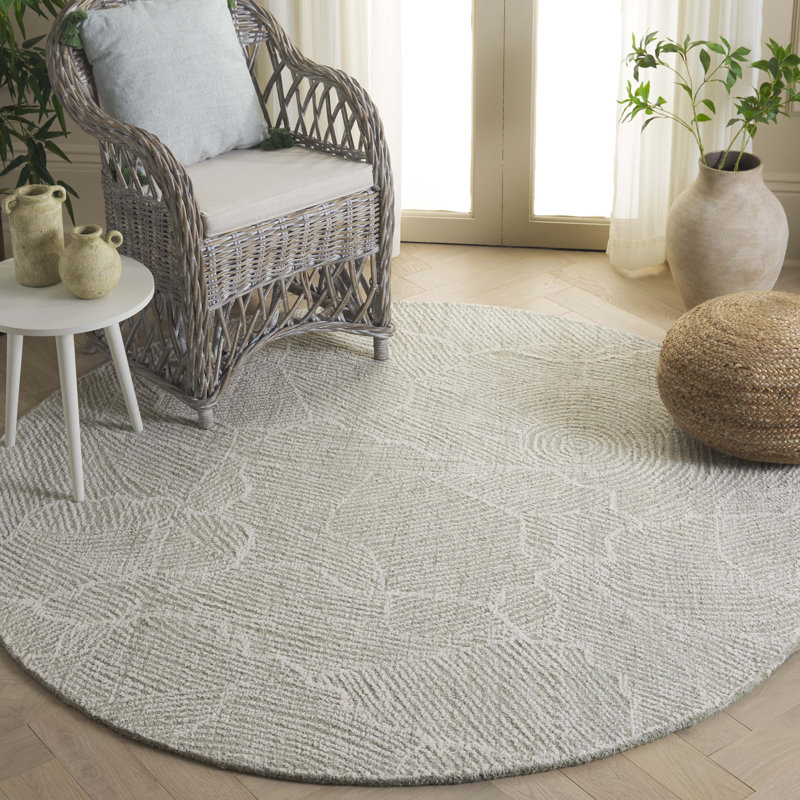 Judner Hand Tufted Wool Pile Abstract Rug, Round 6'