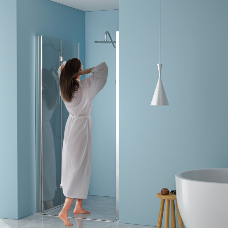 30"W X 72"H Fold Shower Door In - Tempered Glass Water-, Space, Adjustable Aspect With Folding Feature Inlet