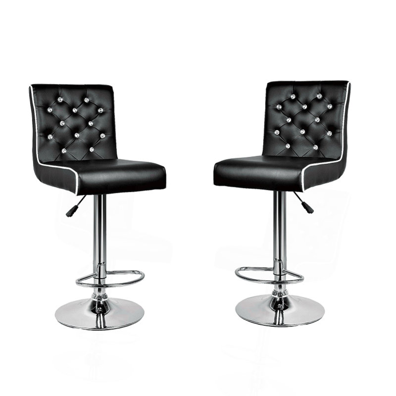 Tabouret de bar pivotant réglable en similicuir (lot de 2) - Tabouret de comptoir rembourré pour cuisine ou salle à manger avec capitonnage en cristal