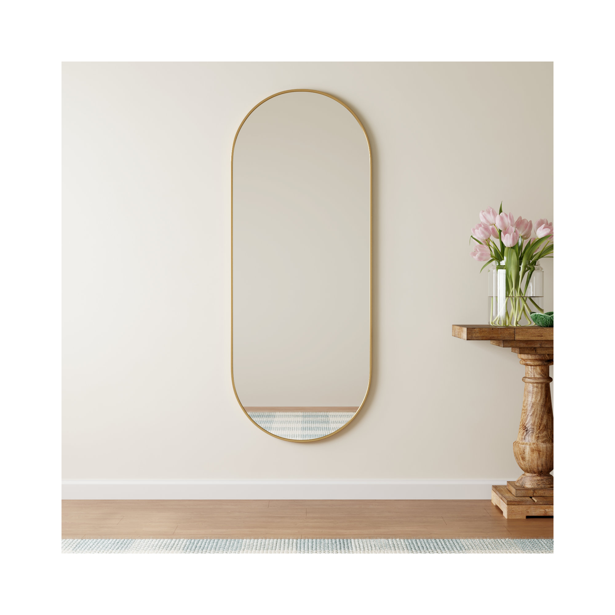 Elington Metal Oval Mirror, Brass, 60"  x 24" 