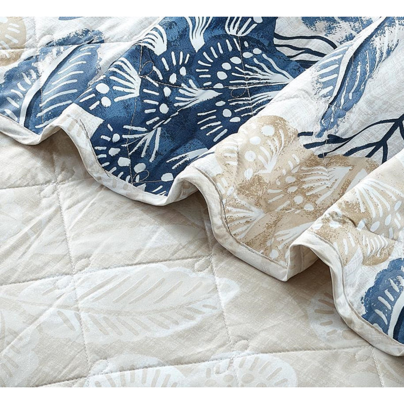 Allender Polyester Bedspread with Pillowcases Included, Blue, Super King