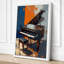 Grand Piano in Blue Mid-Century 1 Piece Wrapped Canvas Wall Art-1306178487-1306178508