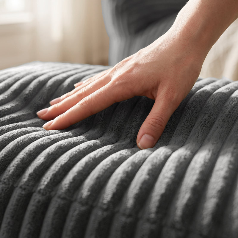 Compression Bean Bag Chair with Ottoman , Comfy Memory Foam Large Lazy Sofa, Gray Corduroy