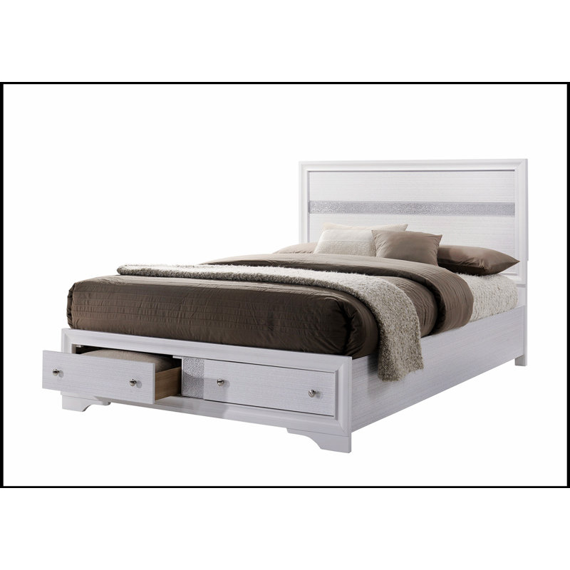 Tête de lit à panneau contemporaine avec tiroirs, mobilier de chambre élégant et fonctionnel, Blanc