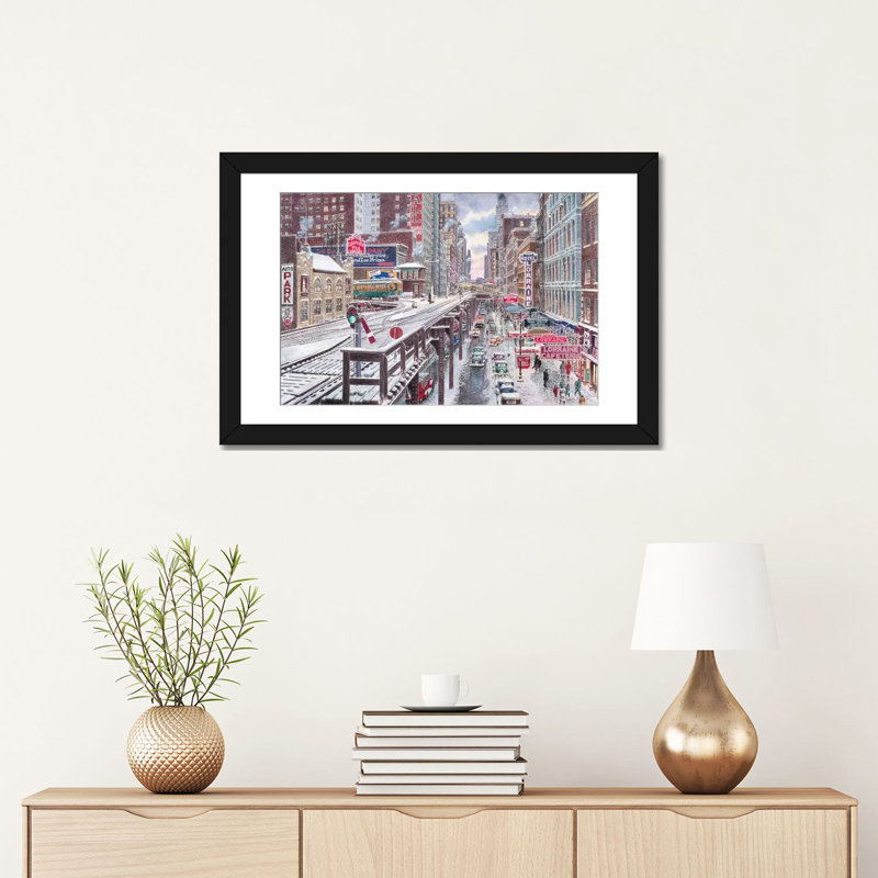 «Chicago, the Loop» par Stanton Manolakas, reproduction d'art sur toile, 16" H x 24" W x 1" D, Black Framed Fine Art Paper