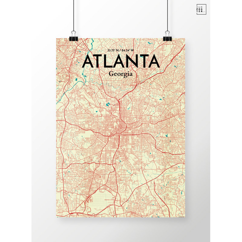 Atlanta City Map - No Frame Print, 43cm H x 28cm W x 0.13cm D