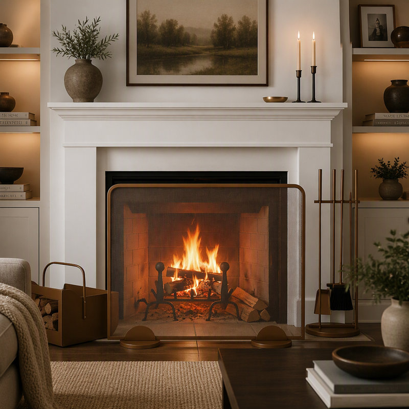 Pare-étincelles autoportant en métal noir à panneau simple, pare-étincelles robuste en maille de fer pour foyers à bois d'intérieur, L 38 po x H 32 po