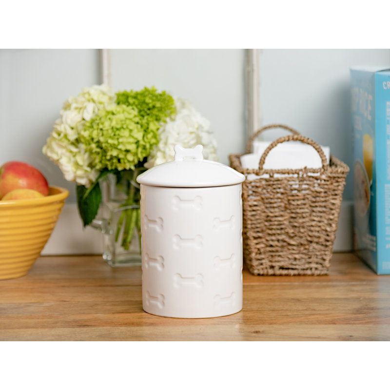 Manoir 2,8 lb Pot à friandises pour animaux, Blanc
