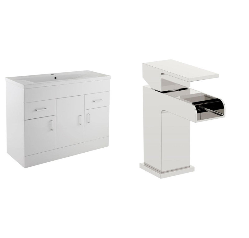 VeeBath Sobek 1000mm Vanity Sink Unit & Waterfall Basin Mixer Tap
