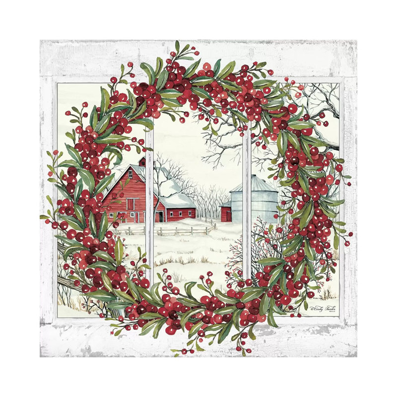 Winter Barn Window View I by Cindy Jacobs - Print on Canvas, Wrapped Canvas, 66.04 cm H x 66.04 cm W x 1.91 cm D