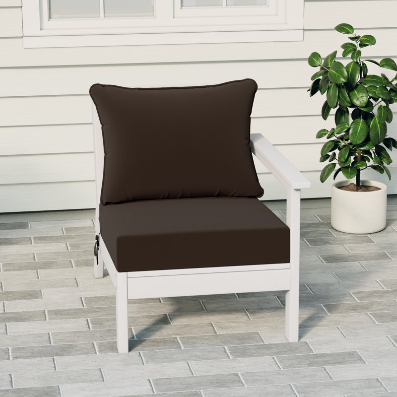 Deep Seating Right Arm Chair With Cushions, Brown, White