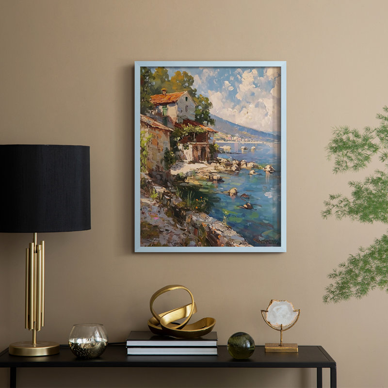 LANDSCAPES Series CECLXV III, reproduction d'art encadrée - bois massif, Bleu, H 30 po x l 24 po