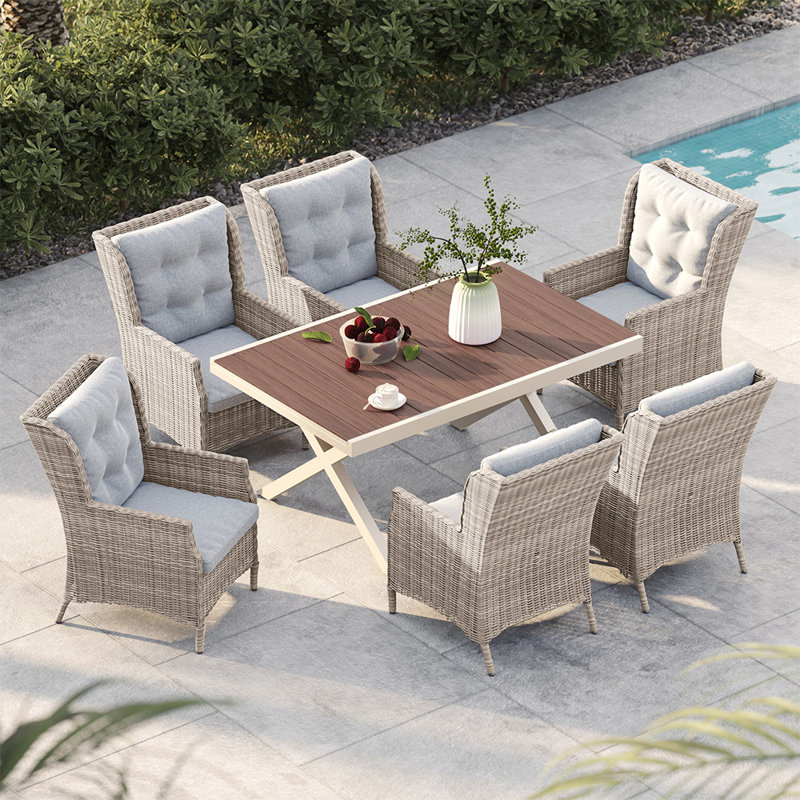 Table de salle à manger extensible chauffée en aluminium avec chaises