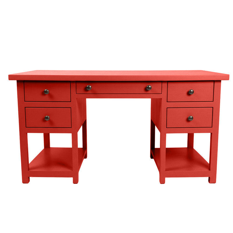 Bureau d'ordinateur moderne en bois massif, Persimmon Red