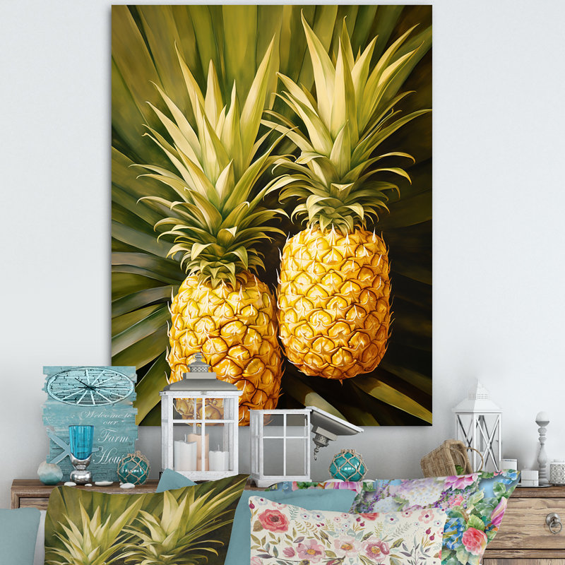 Pinapple Golden Grove III sur toile, H 32 po x l 16 po x P 1 po, Toile tendue