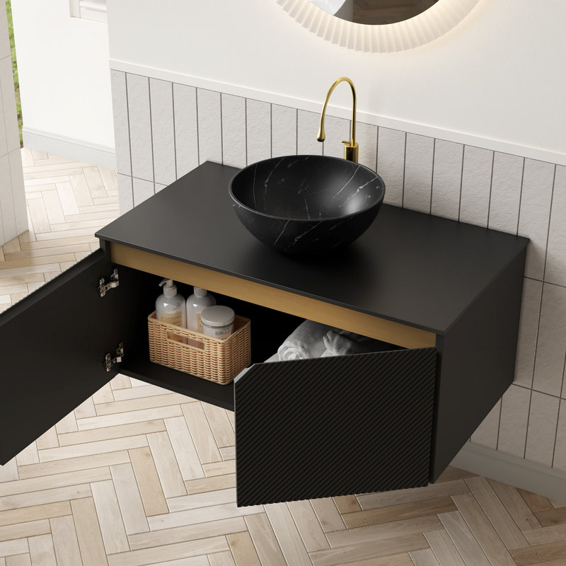 Meuble-lavabo de salle de bain avec lavabo, armoire de rangement murale pour salle de bain