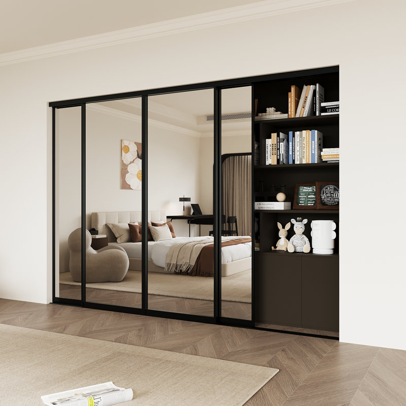 Porte de placard coulissante en miroir noir 96 x 80, L 96 po x H 80 po