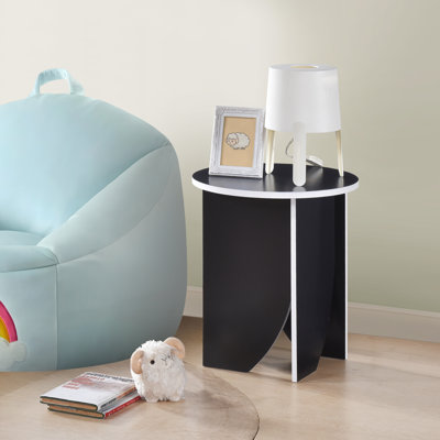 Modern Round End Table – Wooden Accent Side Table for Living Room, Bedroom, or Office, Compact Nightstand for Small Spaces - Black