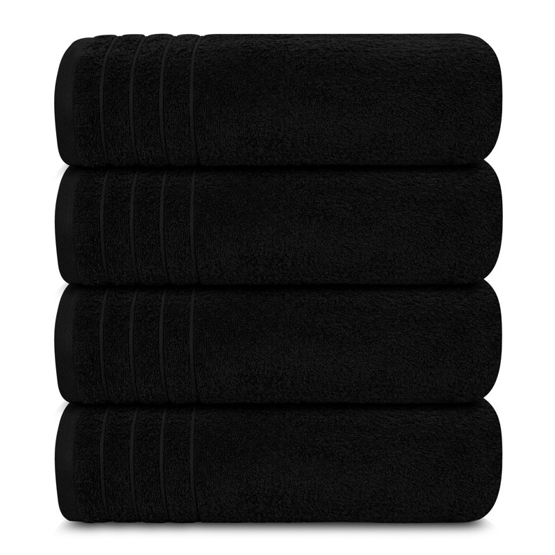100% Cotton, 4 piece Towel set (4 x Bath Towels) 76x152, 450GSM, Black