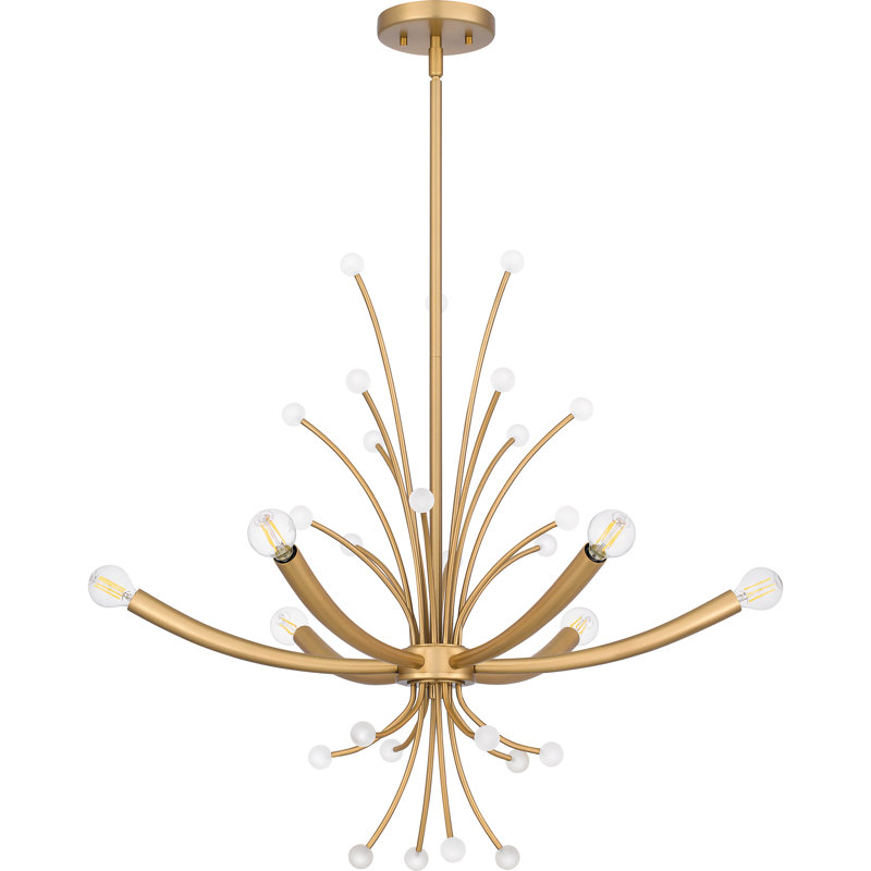Cheyene 6-Light Brushed Weathered Brass Chandelier, Laiton