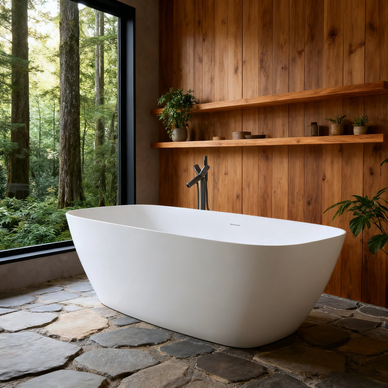 Baignoire de trempage autoportante 63 po. X 28 po. Blanche