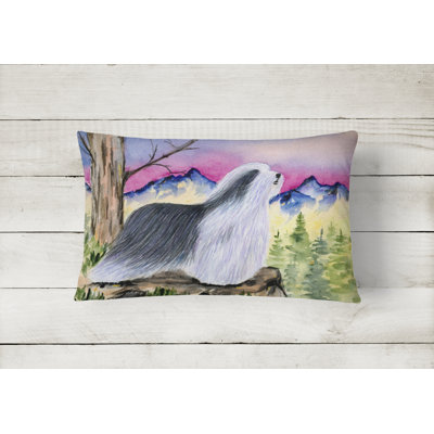 Bearded Collie Outdoor Reversible Throw Pillow