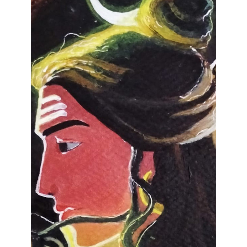 Shiva Shankara avec Trident | Aquarelle sur papier | Par Sakshi Thakur