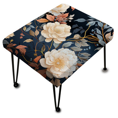 Subdued Moonlight Moody Patterns - Floral Rectangle Ottoman