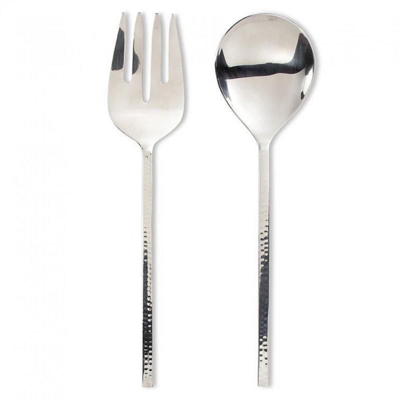 Ustensiles de service pour salade à finition martelée brillante