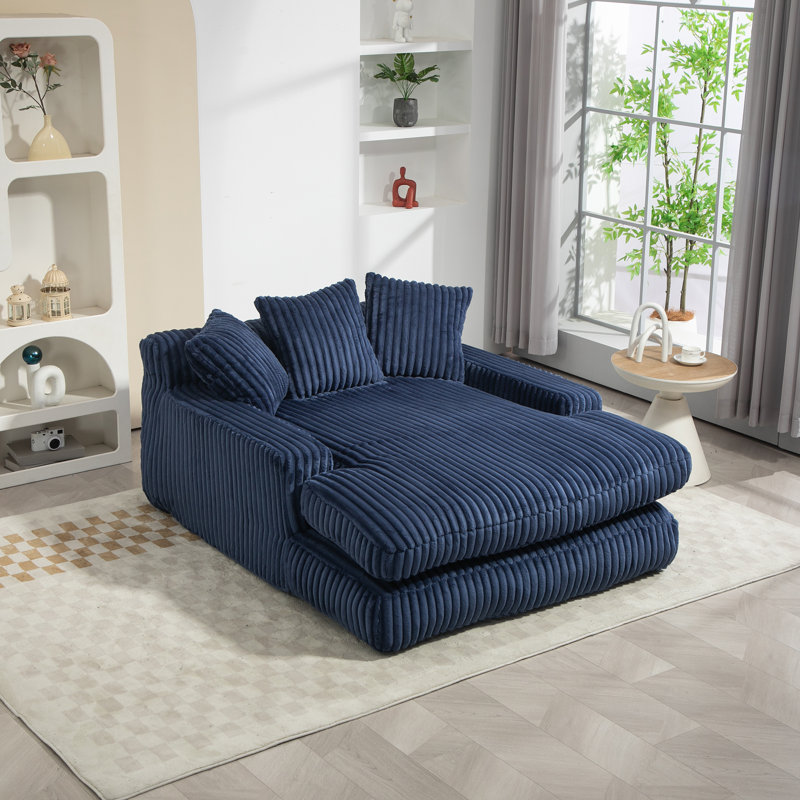 Upholstered Chaise Lounge, Navy