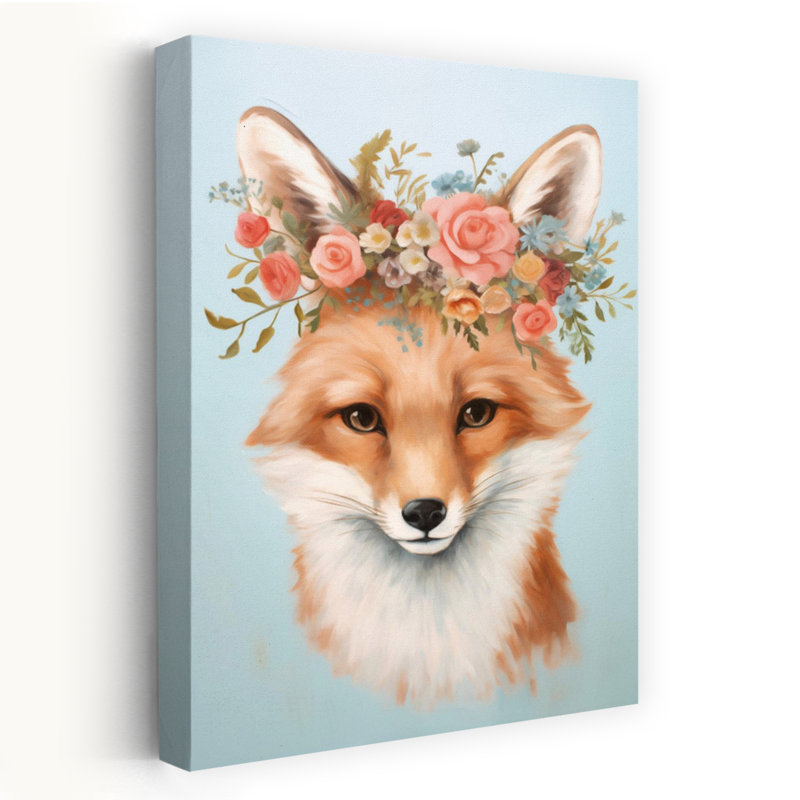 Floral Fox Abstract Contemporary Art, 36" H x 24" W