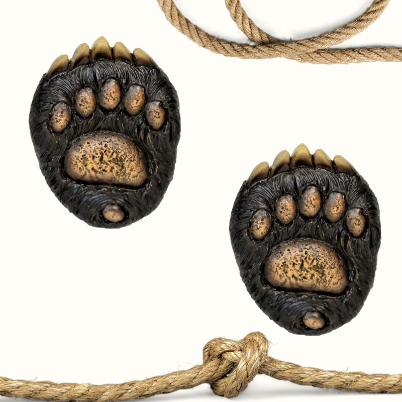 Ensemble de 2 poignées de tiroir en résine avec pattes d'ours noir rustique