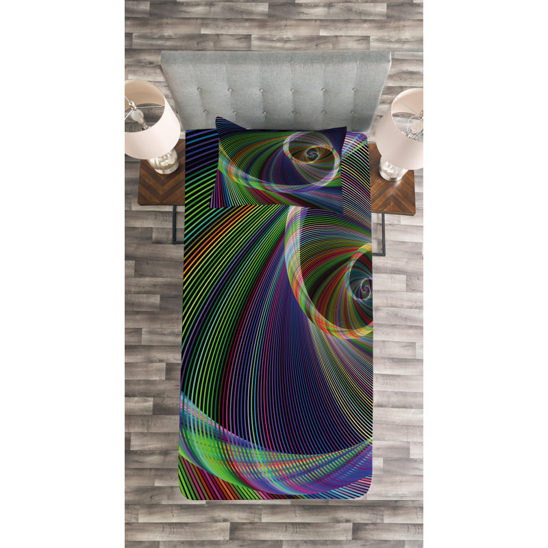 Modern & Contemporary Polyester Abstract Coverlet, Twin Coverlet + 1 Sham