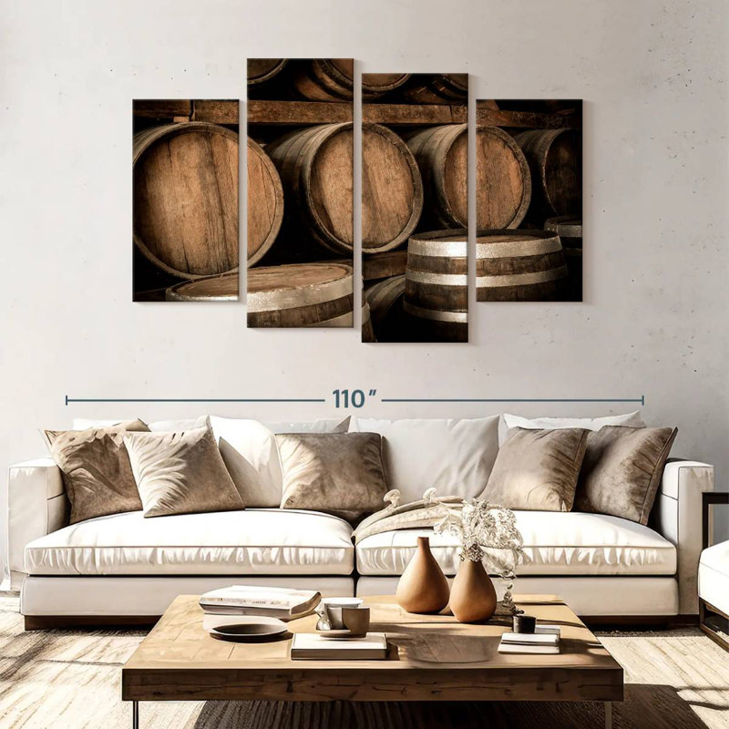 Yarlin Stacked Aged Wine Barrels, 54" H x 84" W