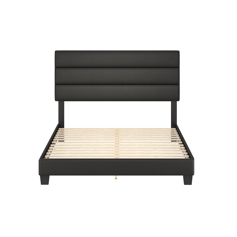 Paisley Dark Full/Double Tufted Faux Leather Upholstered Bed
