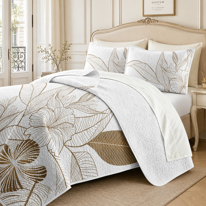 3 Pieces Machine Washable Quilt Set, Reversible Bedspread Coverlet, All Seasons, Rustic Quilted Blanket Bedding Sets With Pillow Shams, Modern Style Thin Comforter, 2 Pieces Twin Quilt Set