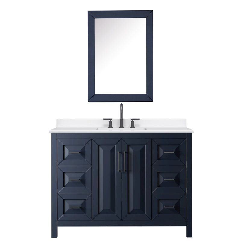 Daria 48'' W Vanity, Matte Black, Blue, Giotto Quartz