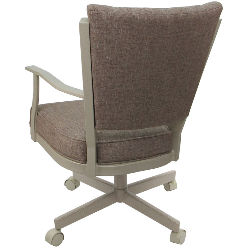 Danyael Metal Dining Caster Chair with Arms, Basin Beige, Beige