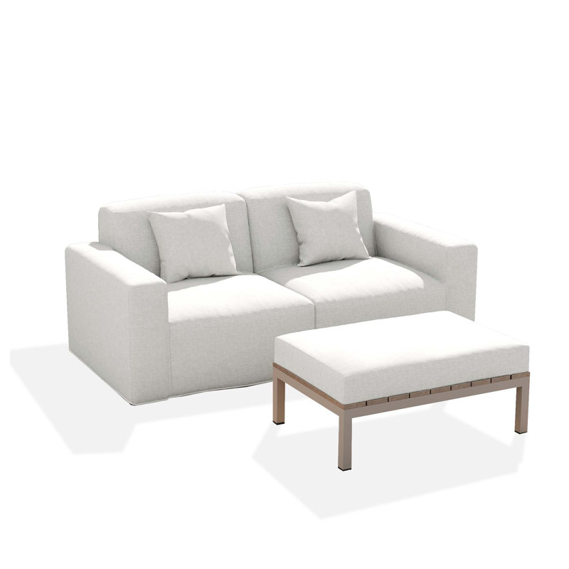 Ensemble de fauteuils modernes Tomczyk 3 pièces avec table basse, comprenant fauteuils gauche et droit et table basse, tissu résistant aux intempéries et aux UV, aucun assemblage requis