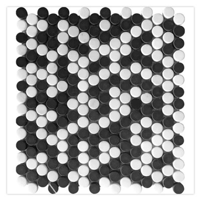 Carrelage rond noir et blanc 11 x 12 Noir Luxe