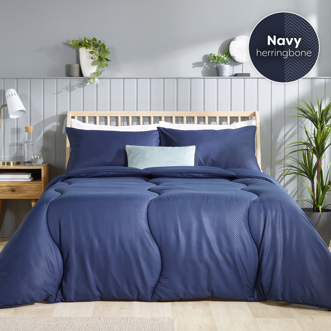 Slumberdown Unisex Navy Coverless Comfort Herringbone 10.5 Tog Duvet Single - Image 3