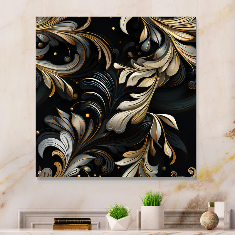 Aurore noire élégante - décoration murale abstraite en acrylique Aurore, H 16 po x l 16 po