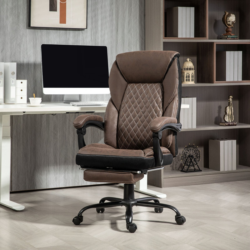 Executive Office Chair with Foot Rest, Big and Tall Swivel Ergonomic Desk Chair, Brown