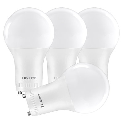 A19 LED Light Bulb 60W Equivalent 2700K Warm White Enclosed Fixture Rated 800Lm Dimmable Twist Lock Damp Rated GU24 Base (4 Pack)