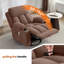 Fauteuil inclinable et pivotant avec massage par vibration et chaleur pour le salon, avec fonction berçante et poche latérale, port de charge USB, 2 porte-gobelets
