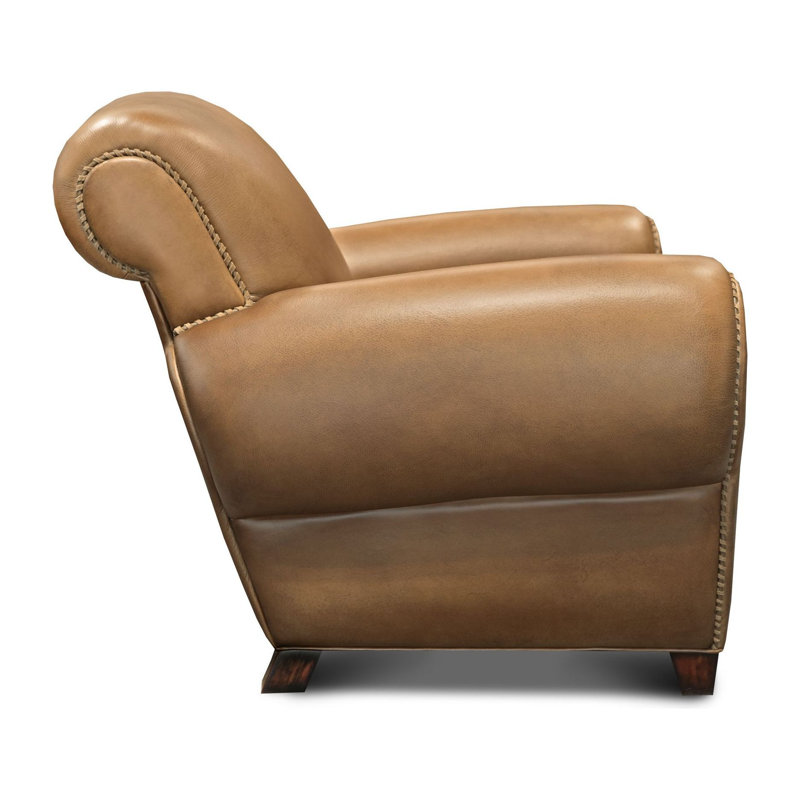 Parisian Leather Armchair, Espresso, Noveaux Olive