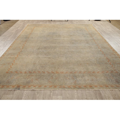 Tapis de surface rouge 9 pi en laine carrée heskett à la main one-of-kind-noué la tabriz
