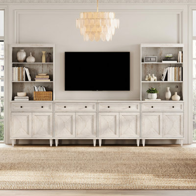 Meuble télé 126 po avec armoires et tablettes pour téléviseur 70 po Patchwork