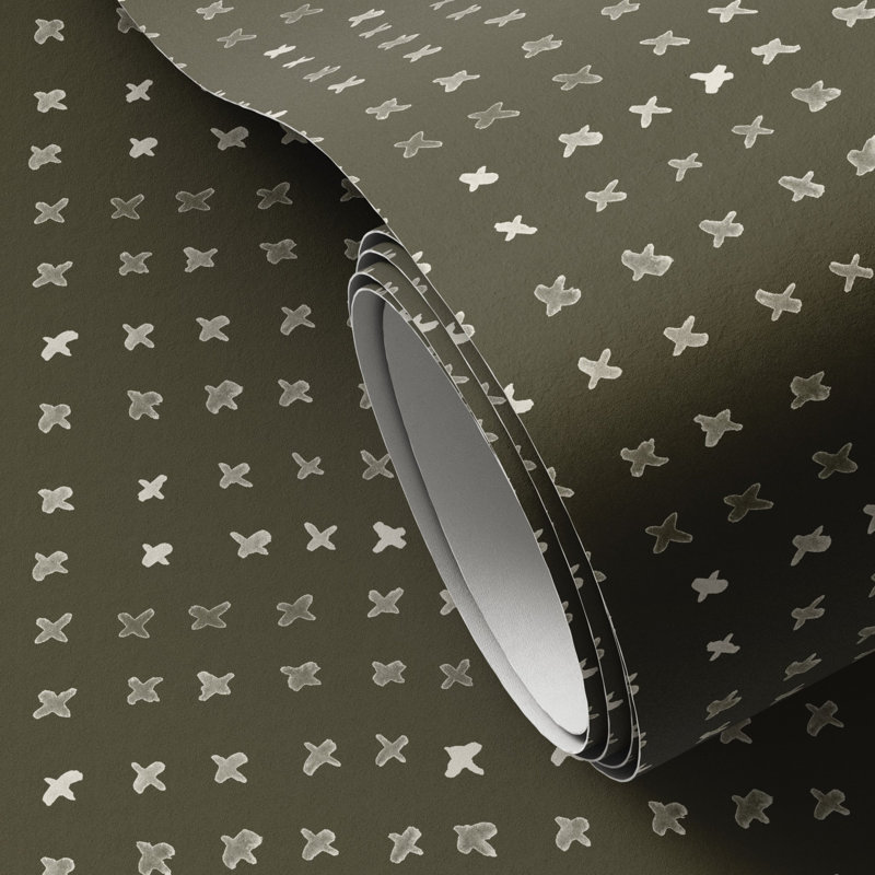Bisous Abstract Wallpaper Roll by Jess Engle, Green/White