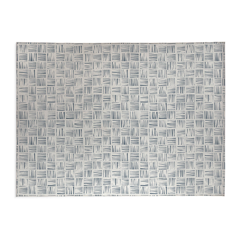 Tapis de cuisine anti-dérapant Lash, Bleu, Rectangle 5 pi x 7 pi